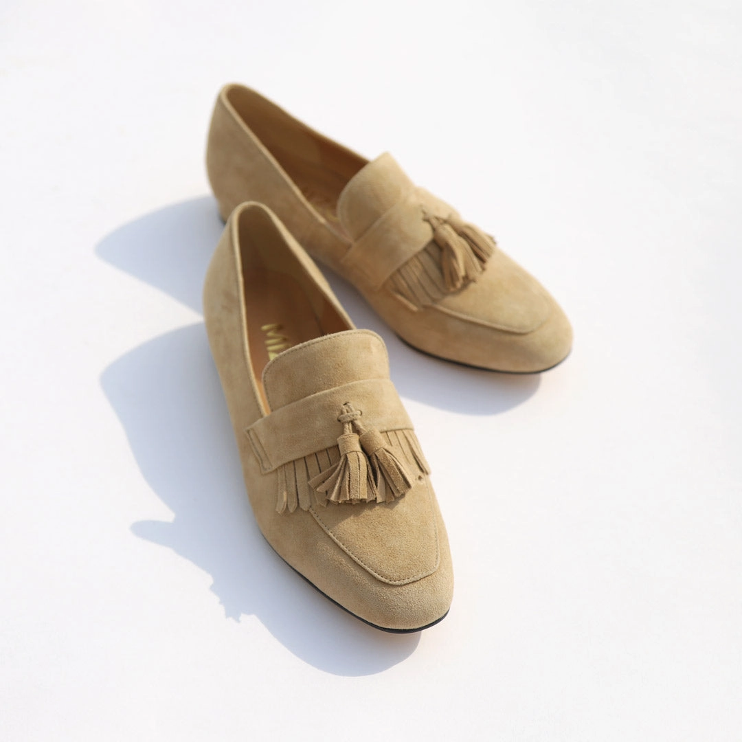 *UK size 1 - GRACIE  - beige suede, 1.5cm heels
