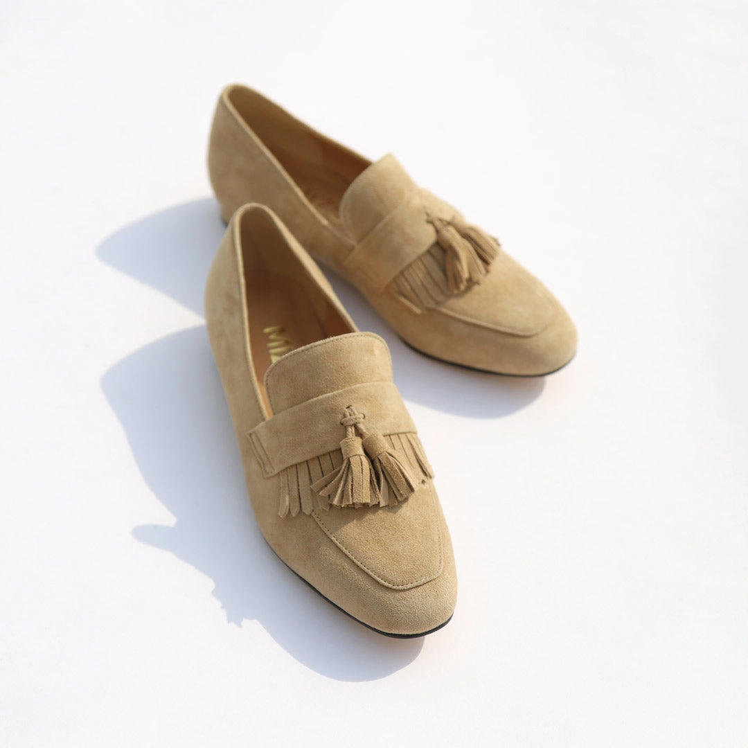*UK size 1 - GRACIE  - beige suede, 1.5cm heels