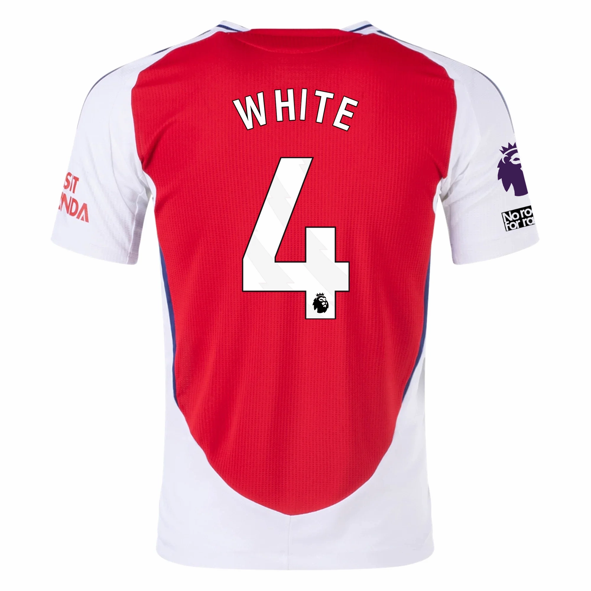 adidas Arsenal Authentic Ben White Home Jersey w/ EPL   No Room For Racism Patches 24/25 (Better Scarlet/White)