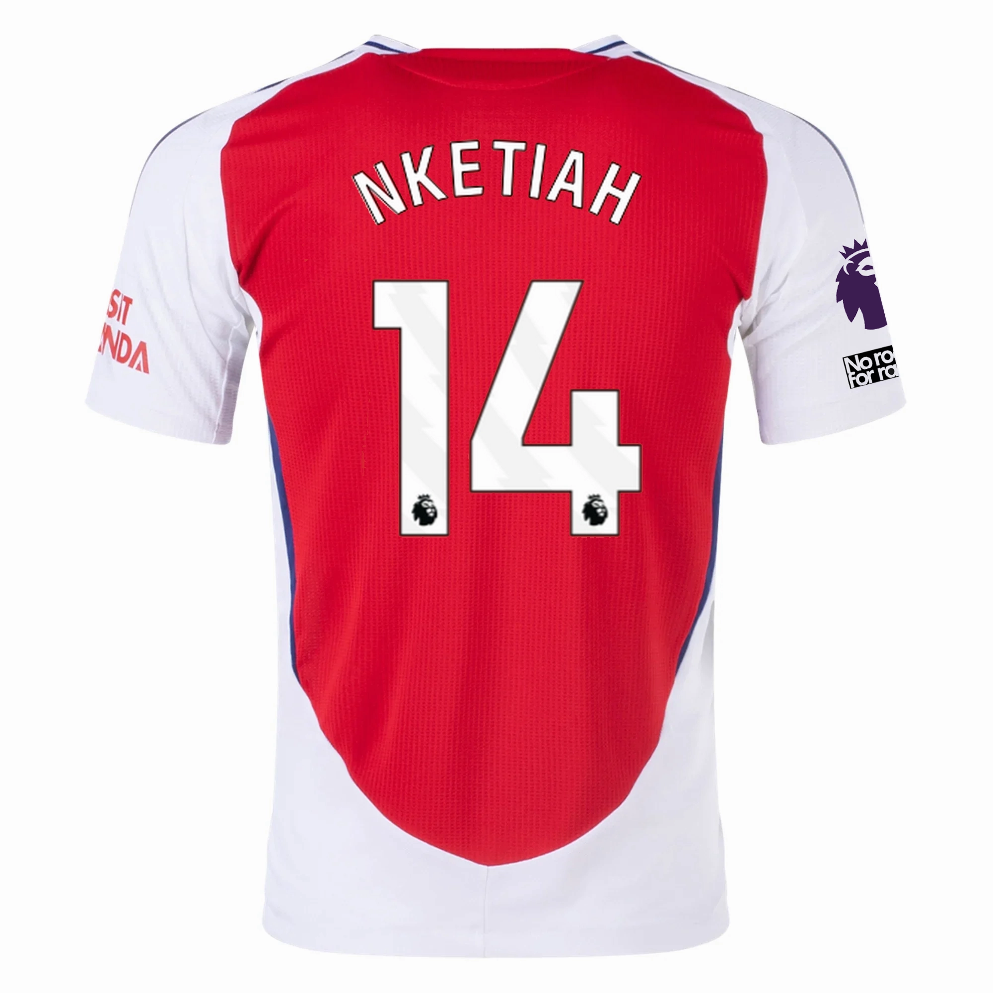 adidas Arsenal Authentic Eddie Nketiah Home Jersey w/ EPL   No Room For Racism Patches 24/25 (Better Scarlet/White)