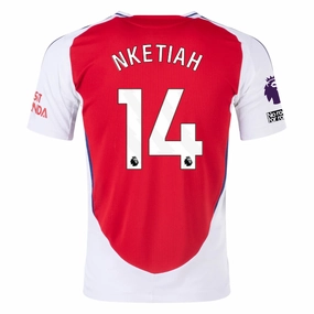 adidas Arsenal Authentic Eddie Nketiah Home Jersey w/ EPL   No Room For Racism Patches 24/25 (Better Scarlet/White)