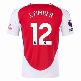 adidas Arsenal Authentic Jurrien Timber Home Jersey w/ EPL   No Room For Racism Patches 24/25 (Better Scarlet/White)