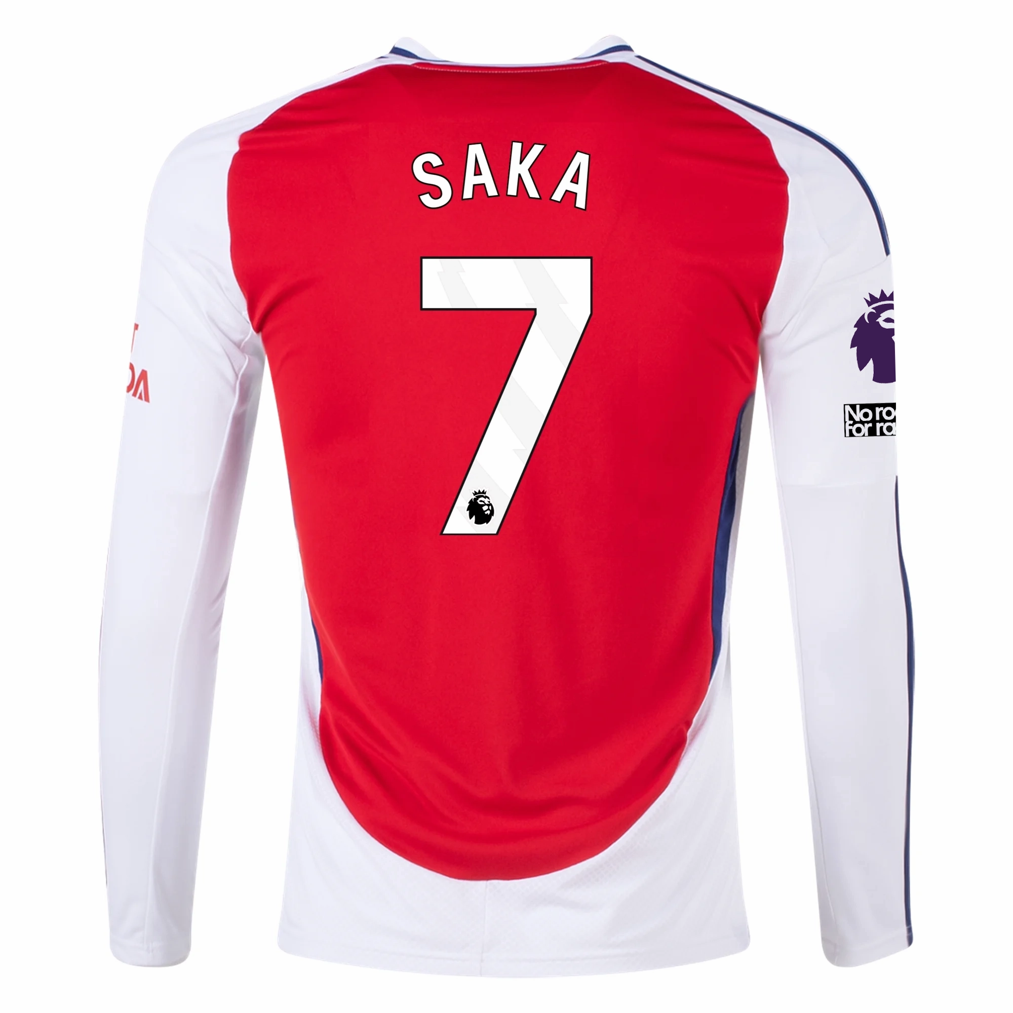 adidas Arsenal Bukayo Saka Home Long Sleeve Jersey w/ EPL   No Room For Racism Patches 24/25 (Better Scarlet/White)