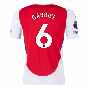 adidas Arsenal Gabriel Magalhães Home Jersey w/ EPL   No Room For Racism Patches 24/25 (Better Scarlet/White)