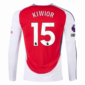 adidas Arsenal Jakub Kiwior Home Long Sleeve Jersey w/ EPL   No Room For Racism Patches 24/25 (Better Scarlet/White)