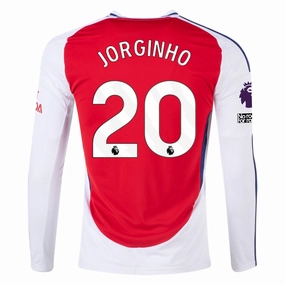 adidas Arsenal Jorginho Home Long Sleeve Jersey w/ EPL   No Room For Racism Patches 24/25 (Better Scarlet/White)