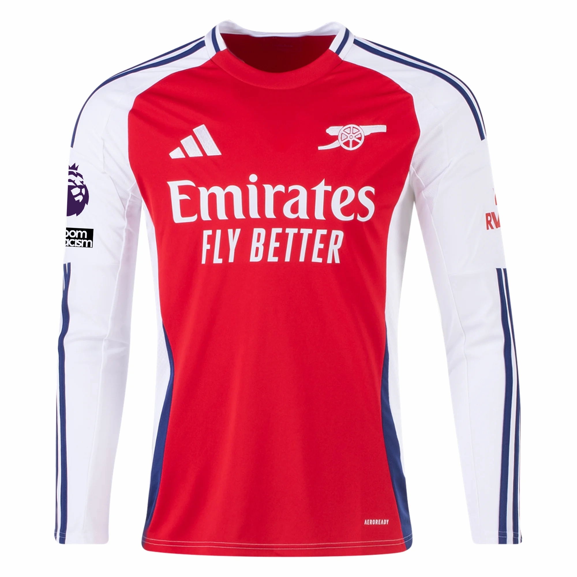 adidas Arsenal Reiss Nelson Home Long Sleeve Jersey w/ EPL   No Room For Racism Patches 24/25 (Better Scarlet/White)