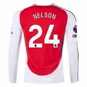 adidas Arsenal Reiss Nelson Home Long Sleeve Jersey w/ EPL   No Room For Racism Patches 24/25 (Better Scarlet/White)