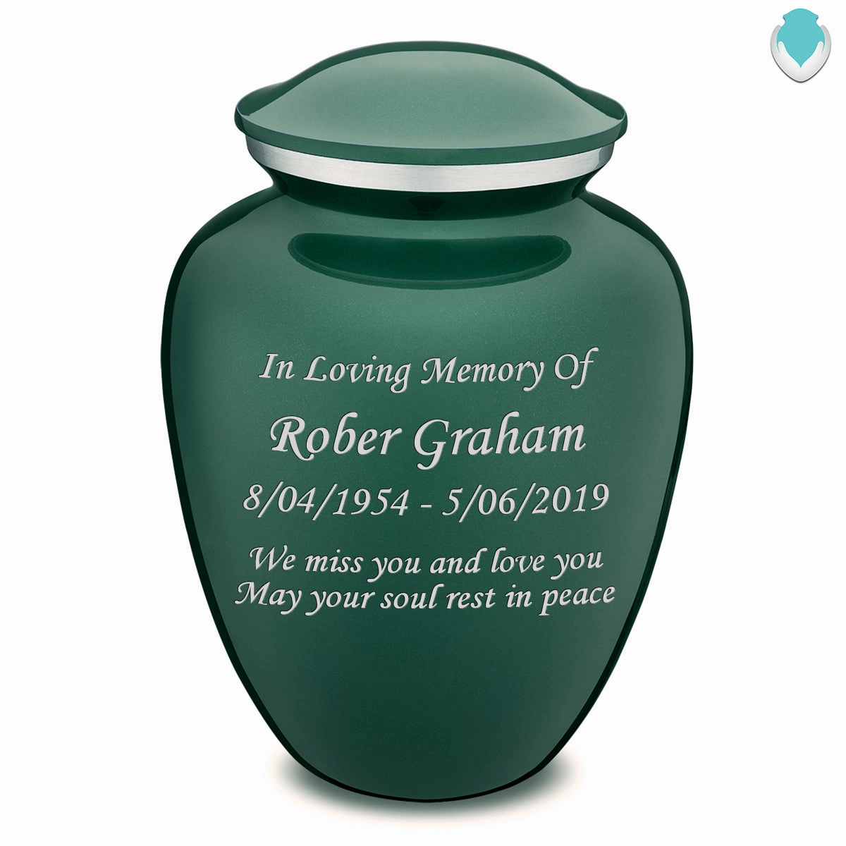 Adult Embrace Green Custom Engraved Cremation Urn