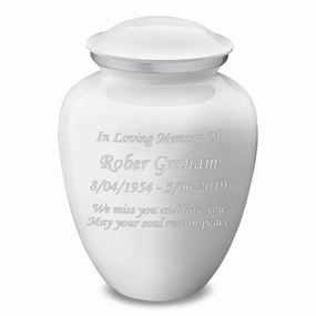 Adult Embrace White Custom Engraved Cremation Urn