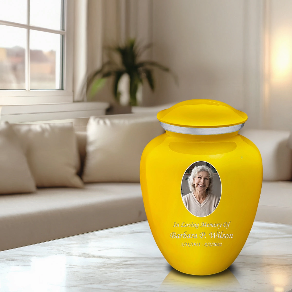 Adult Embrace Yellow Portrait Cremation Urn