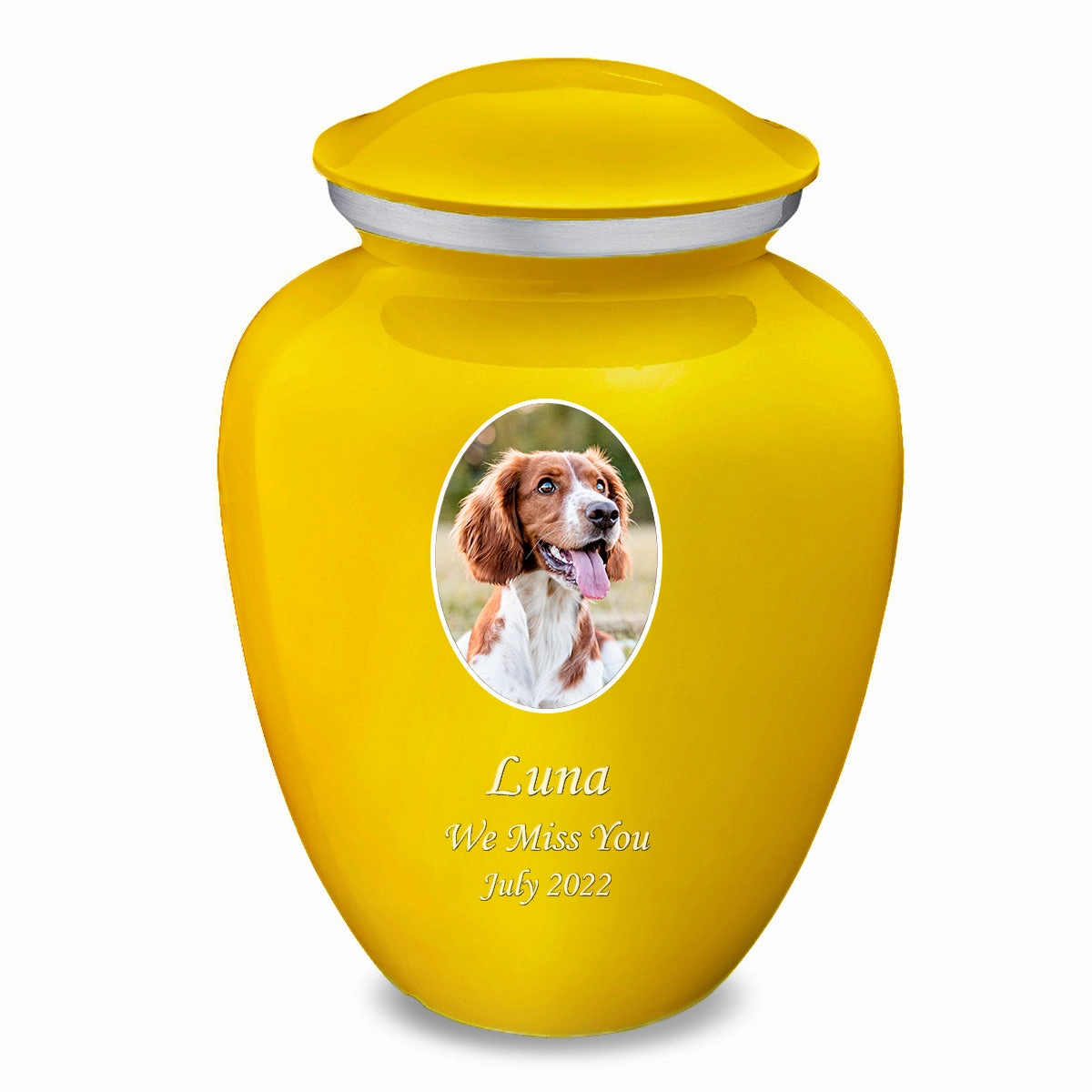 Adult Pet Embrace Yellow Portrait Cremation Urn