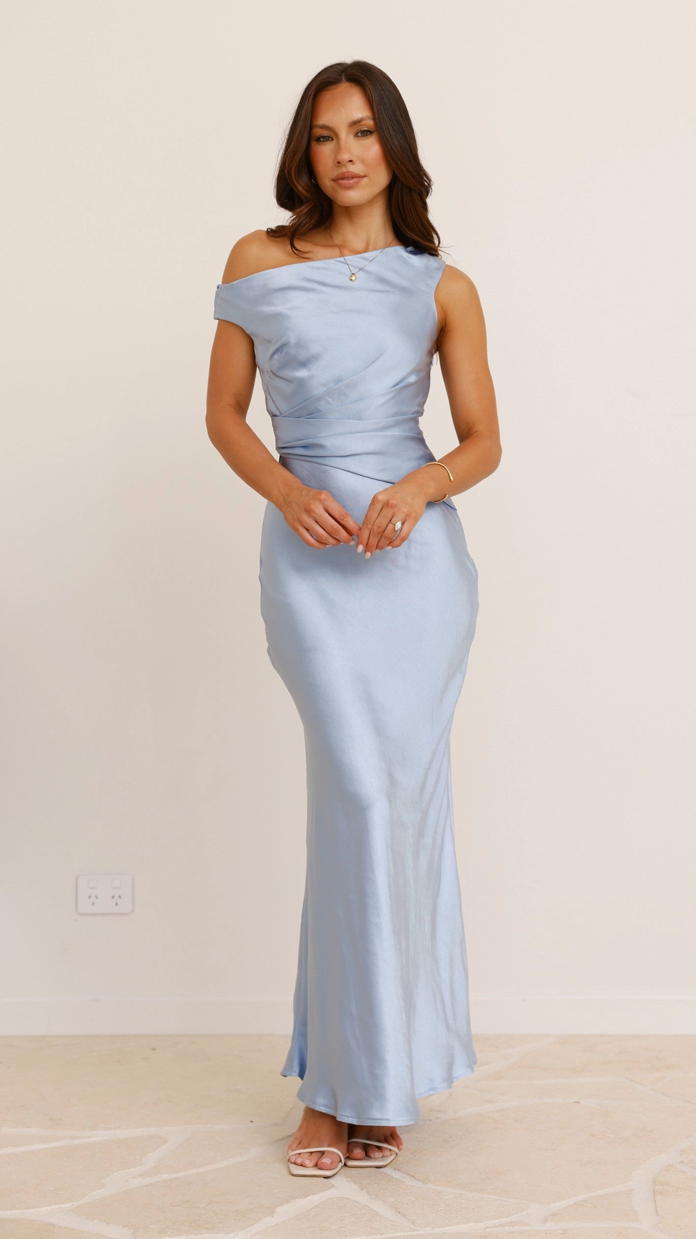 Auria Off Shoulder Maxi Dress - Blue
