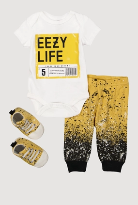 Baby Boys 0-9M Eezy Life Graphic Bodysuit and Joggers with Shoes