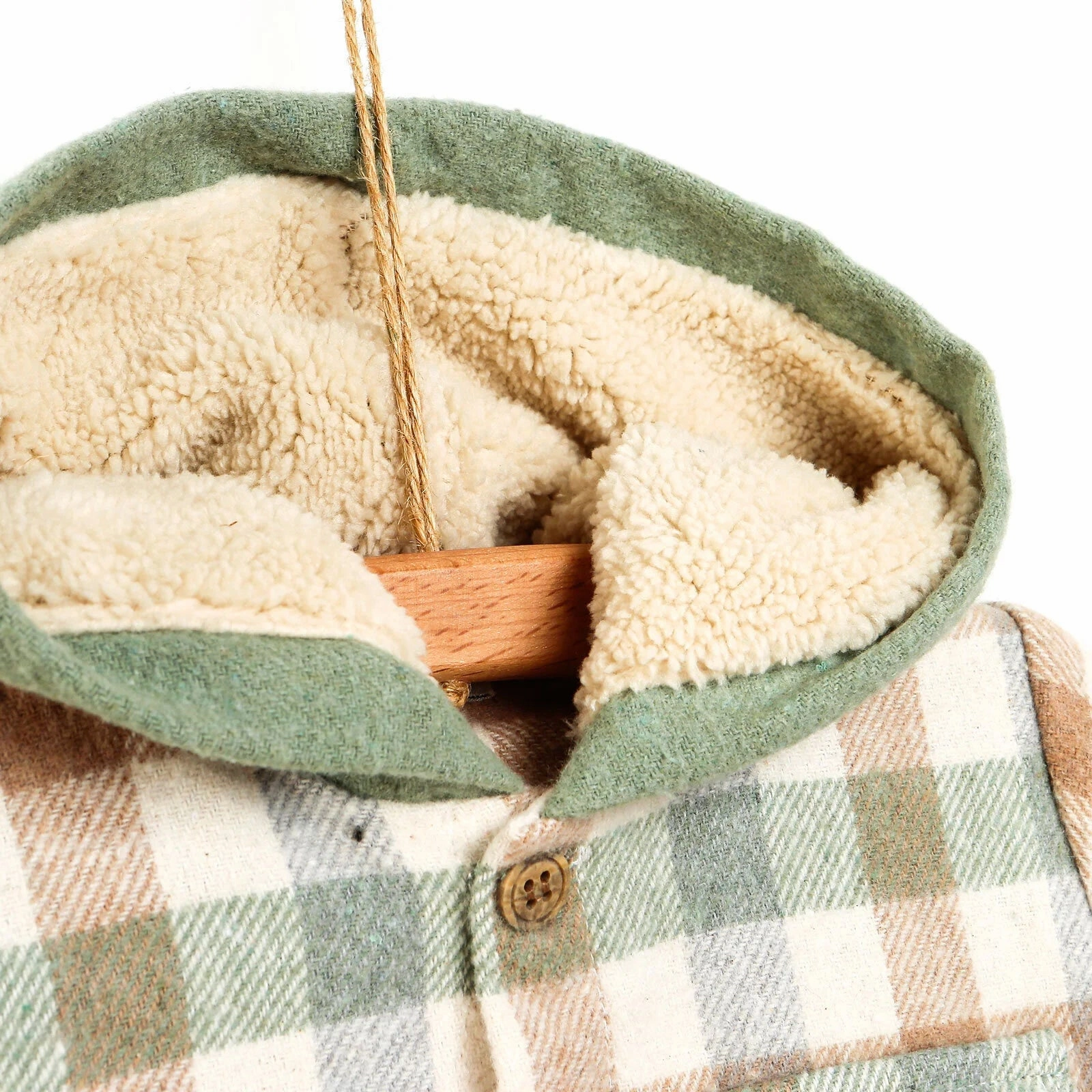 Bebbek Newborn Lumberjack Hooded Jumpsuit - Mint