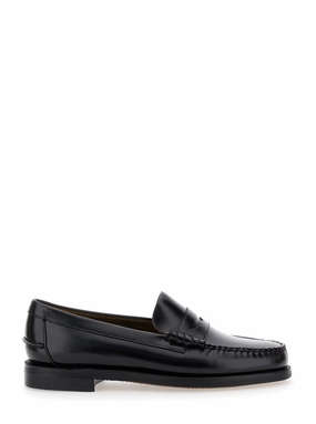 Black Pull-On Loafers In Leather