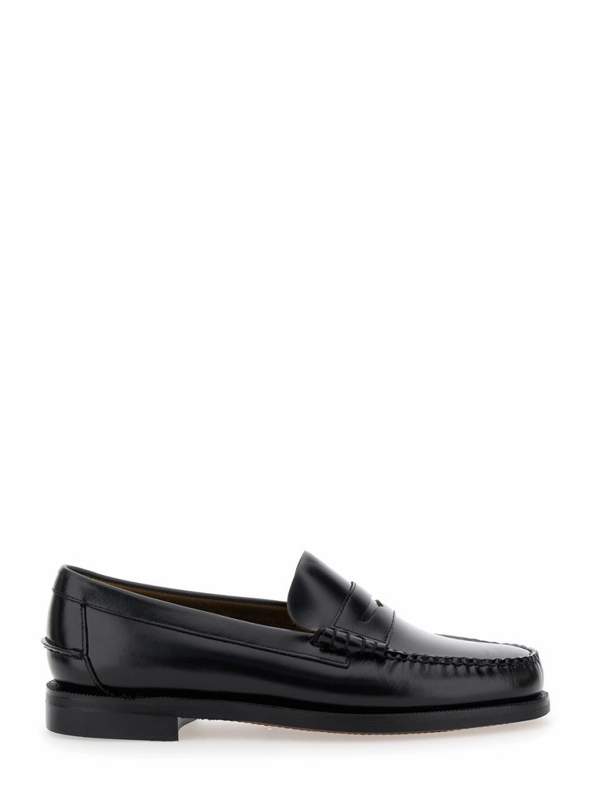 Black Pull-On Loafers In Leather