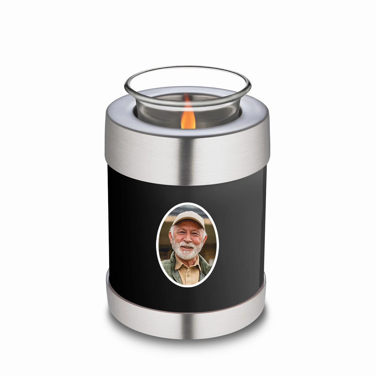 Candle Holder Embrace Black Portrait Cremation Urn