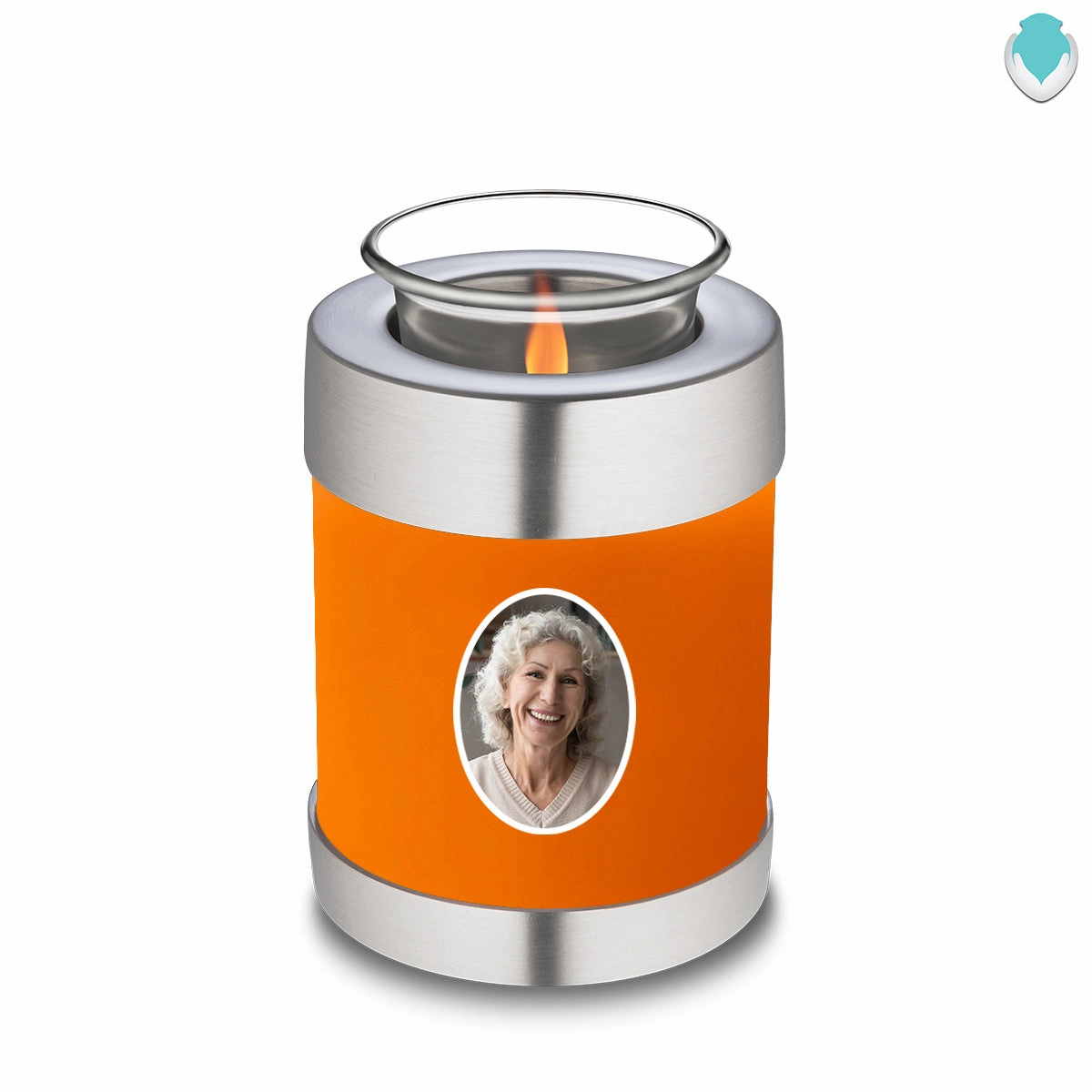 Candle Holder Embrace Burnt Orange Portrait Cremation Urn