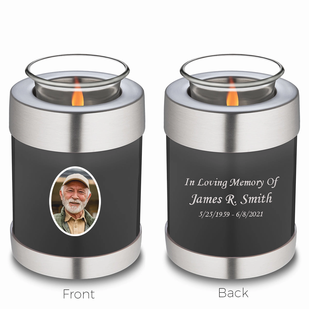 Candle Holder Embrace Charcoal Portrait Cremation Urn