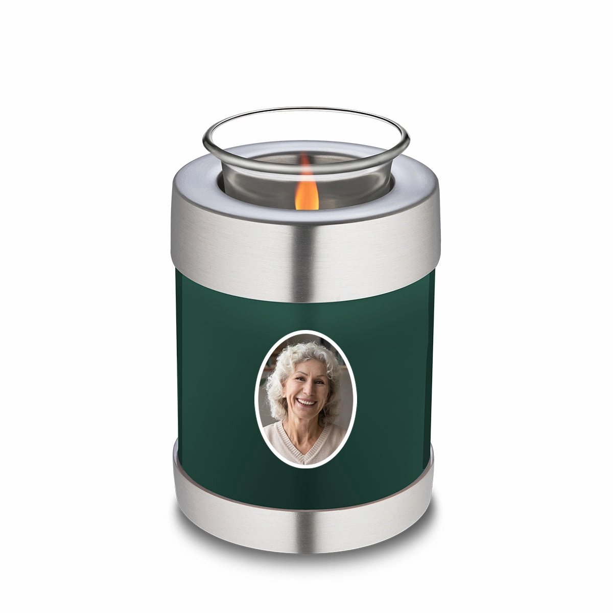 Candle Holder Embrace Green Portrait Cremation Urn