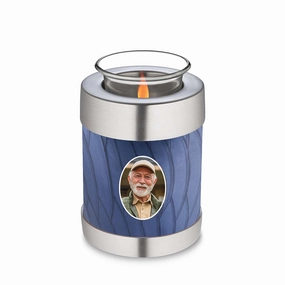 Candle Holder Embrace Pearl Cobalt Blue Portrait Cremation Urn