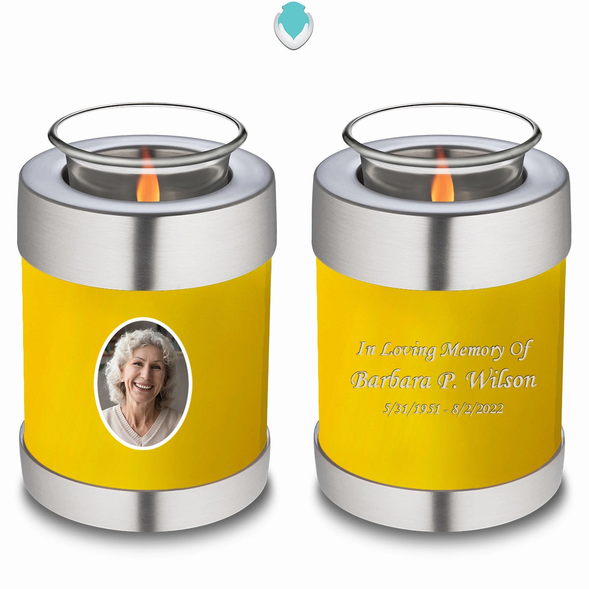 Candle Holder Embrace Yellow Portrait Cremation Urn