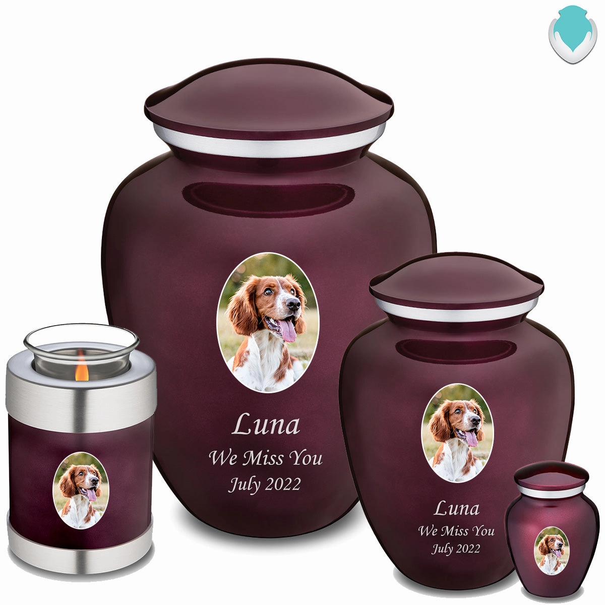 Candle Holder Pet Embrace Cherry Purple Portrait Cremation Urn