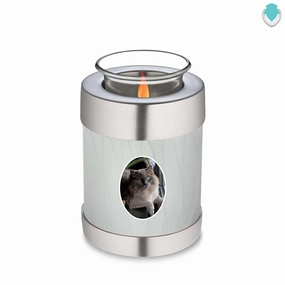 Candle Holder Pet Embrace Pearl White Portrait Cremation Urn