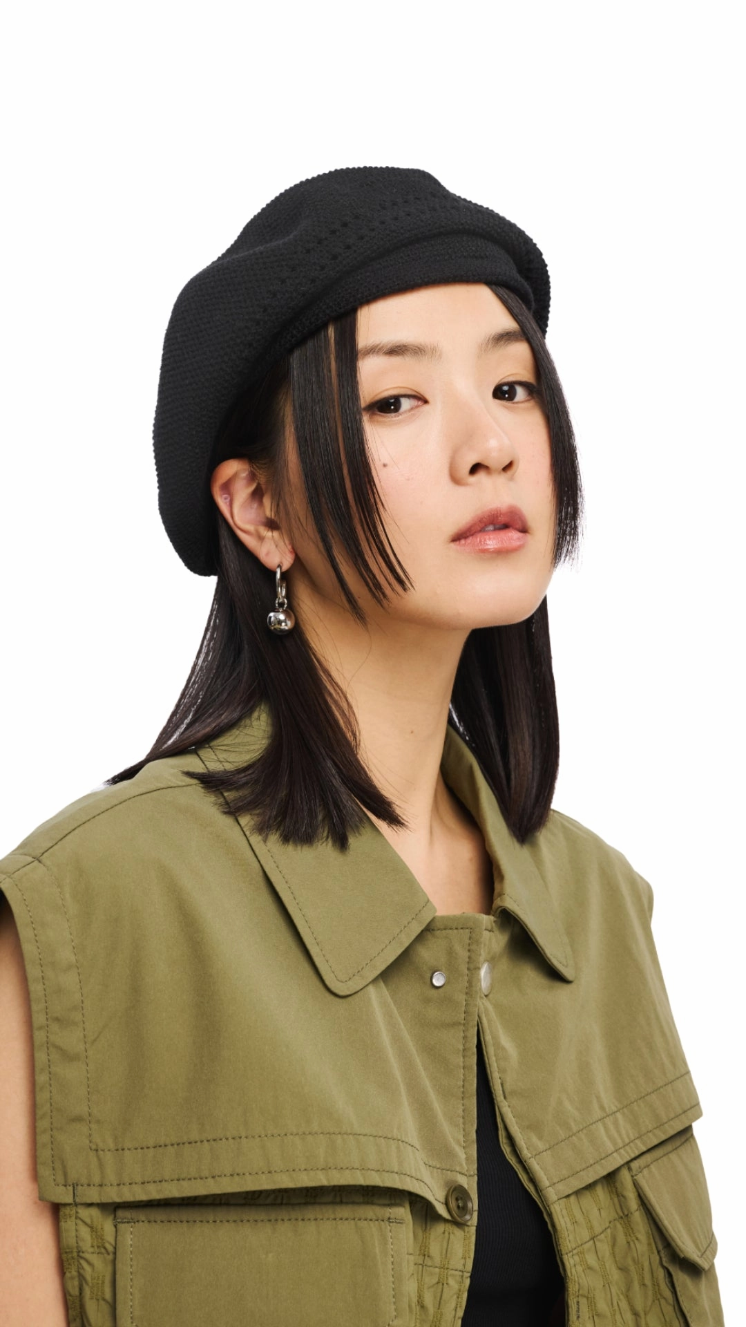 Cotton Beret With Brim