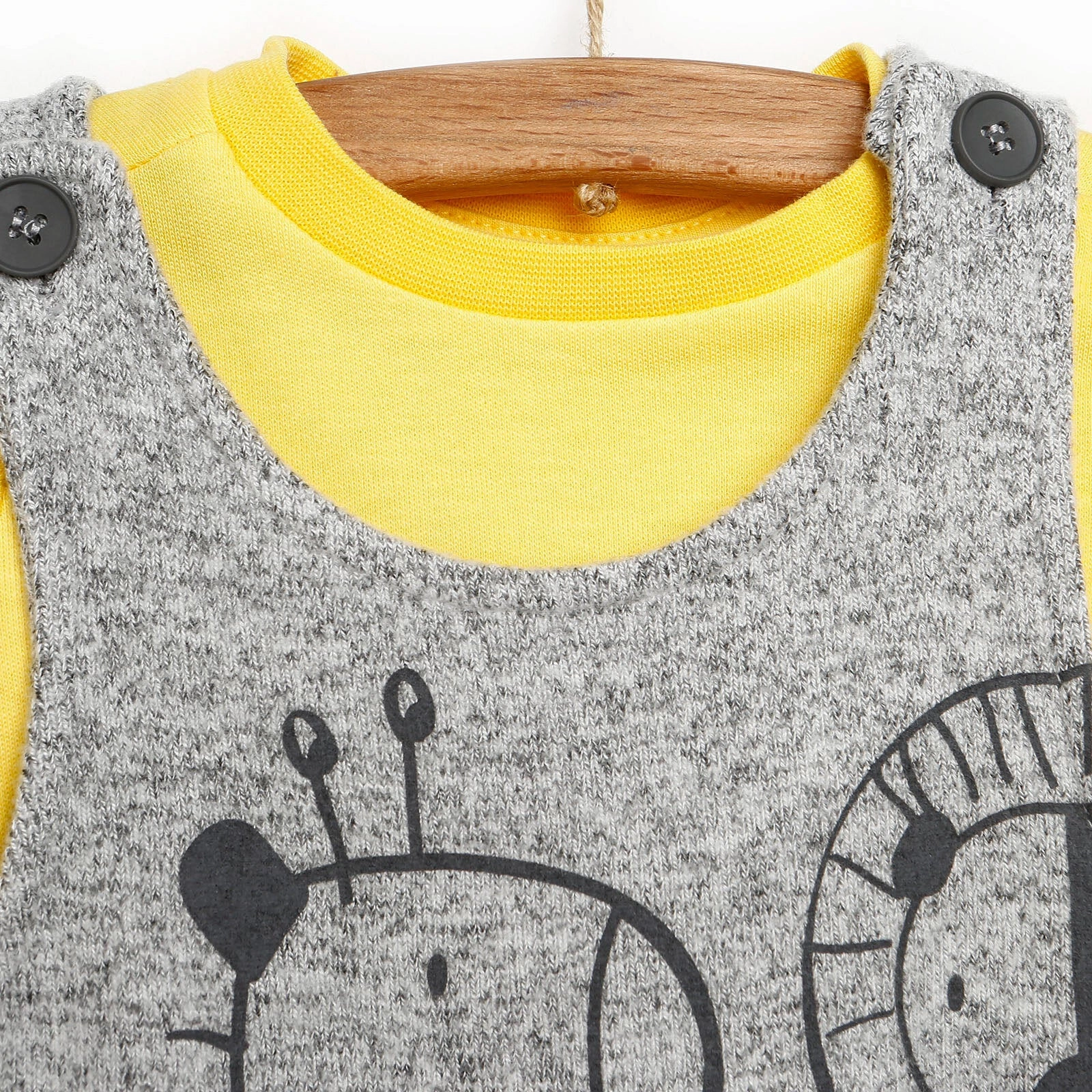 For My Baby Newborn Wild Overalls-Sweatshirt - Grey Melange