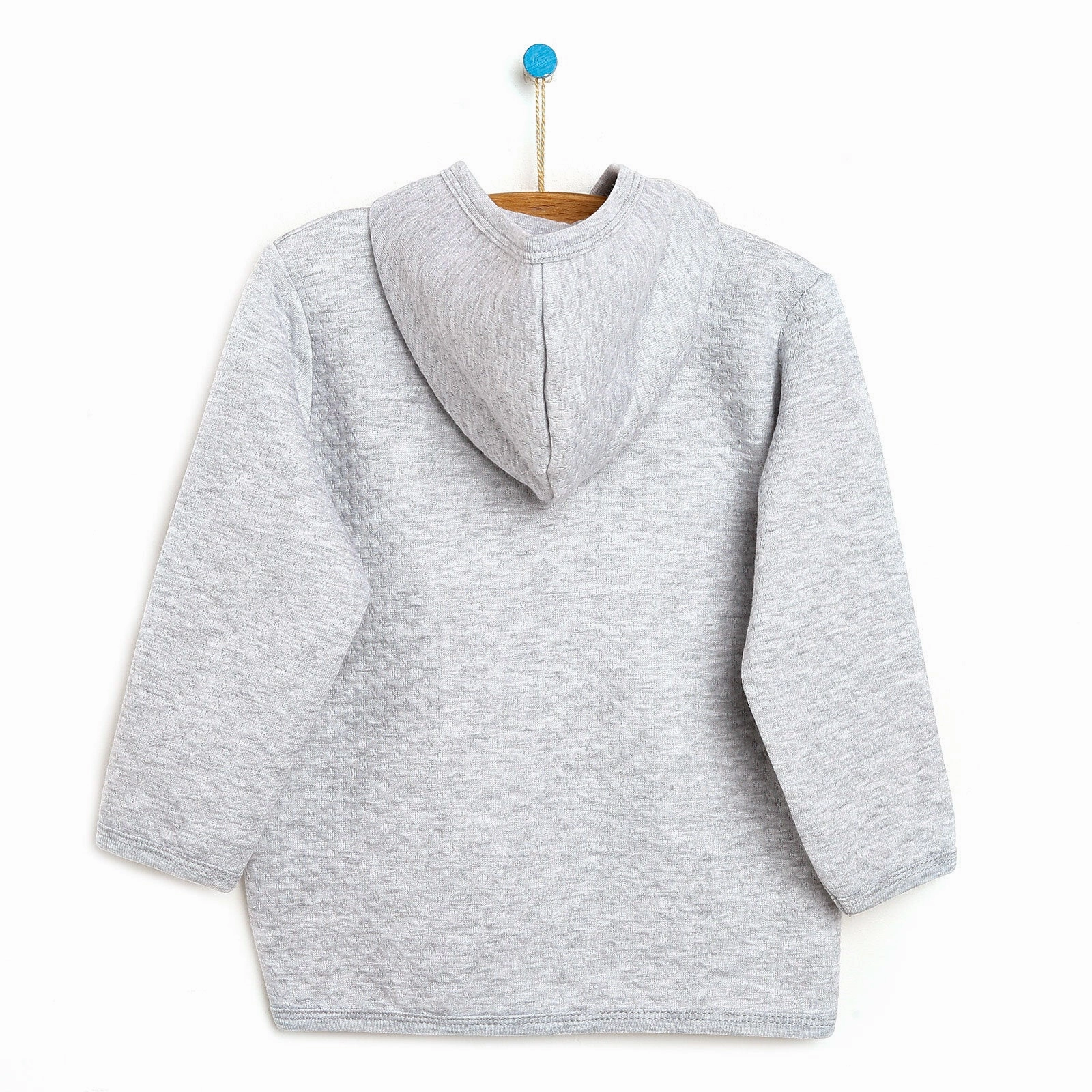 HelloBaby Basic Baby Boy Quilted Hooded - Grey Melange