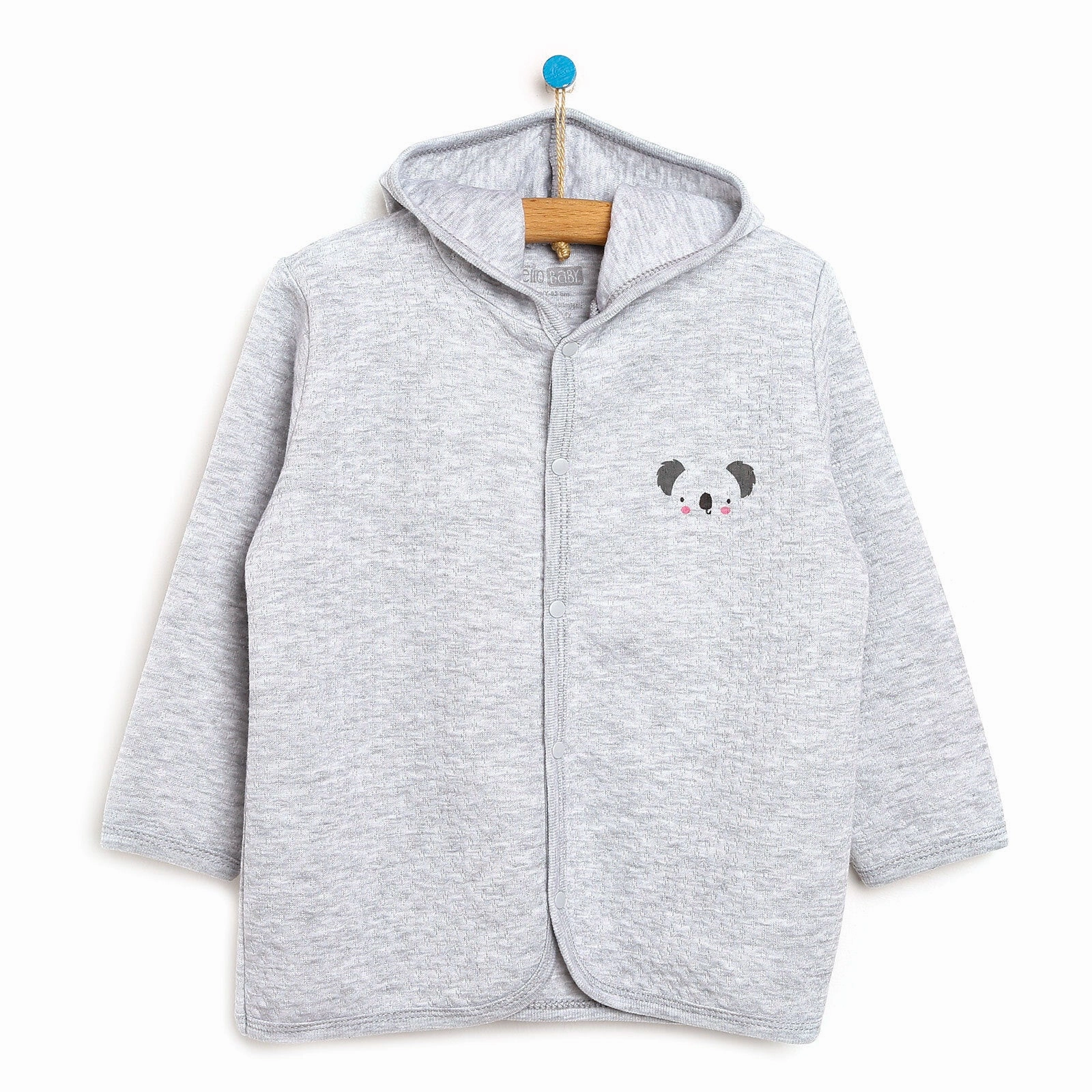 HelloBaby Basic Baby Boy Quilted Hooded - Grey Melange
