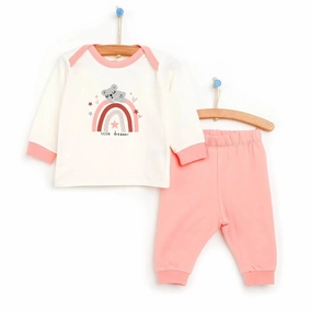 HelloBaby Basic Collared Neck Pyjamas Set - Salmon