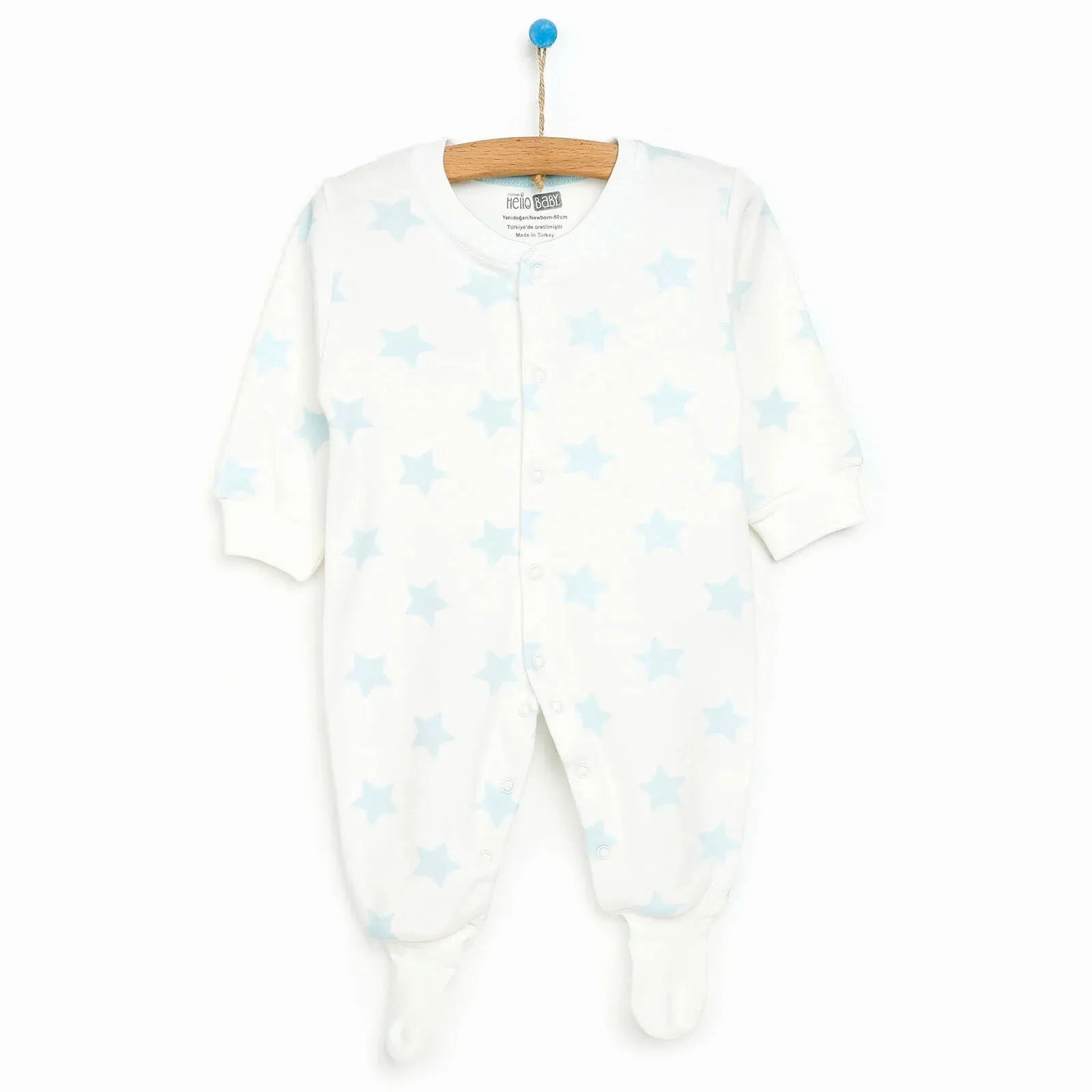 HelloBaby Newborn Baby Boy Footed Jumpsuit - Ecru
