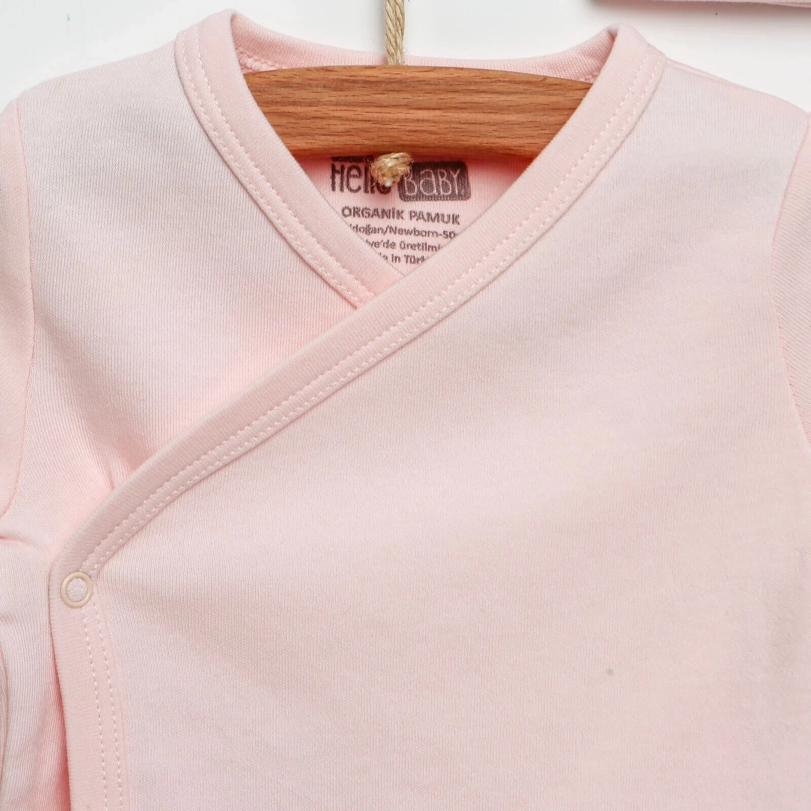 HelloBaby Newborn Organic Wrapover Top-Hat-Footed Pant - Pink