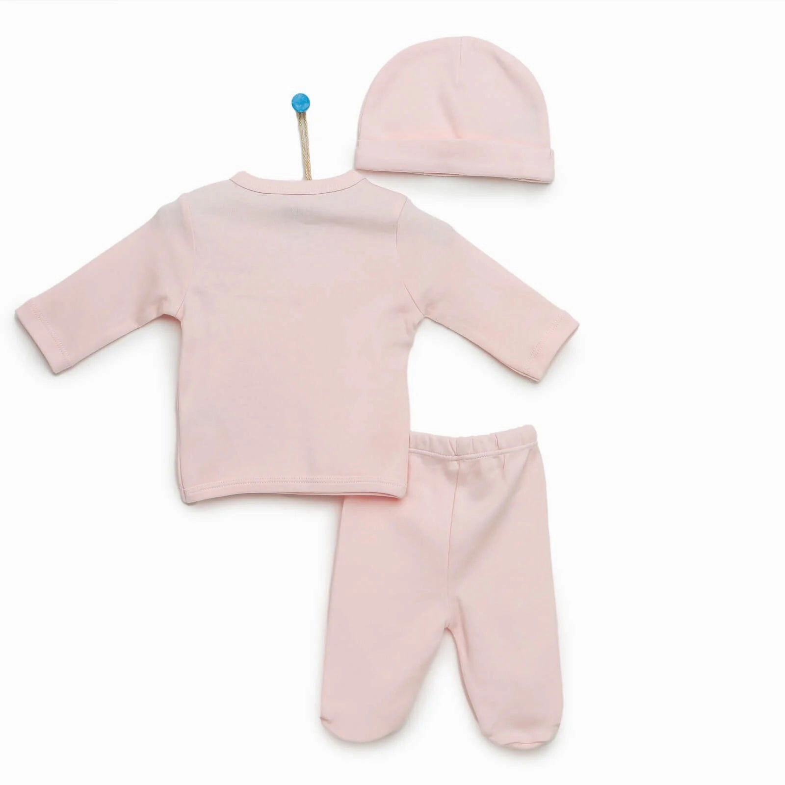 HelloBaby Newborn Organic Wrapover Top-Hat-Footed Pant - Pink