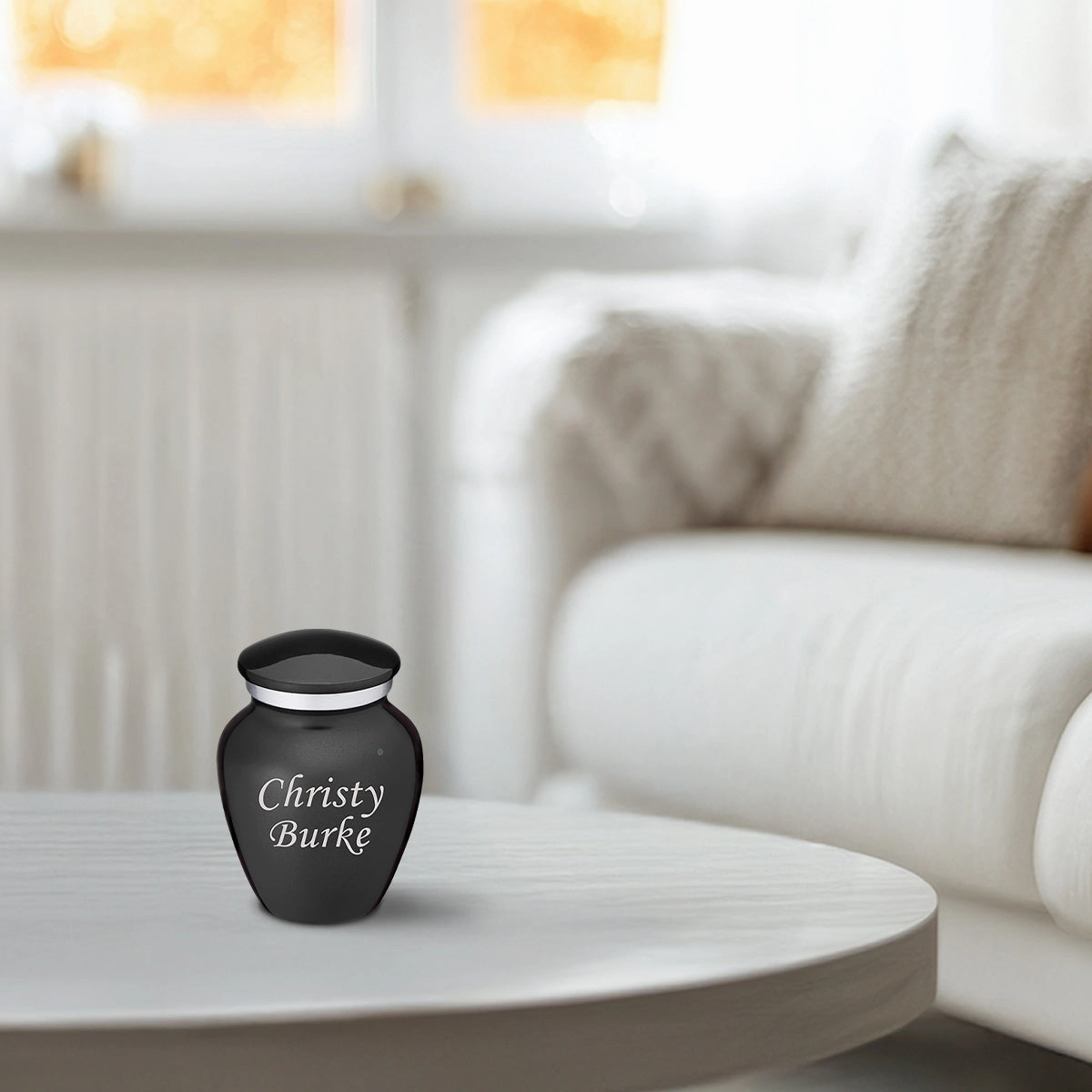 Keepsake Embrace Charcoal Custom Engraved Cremation Urn