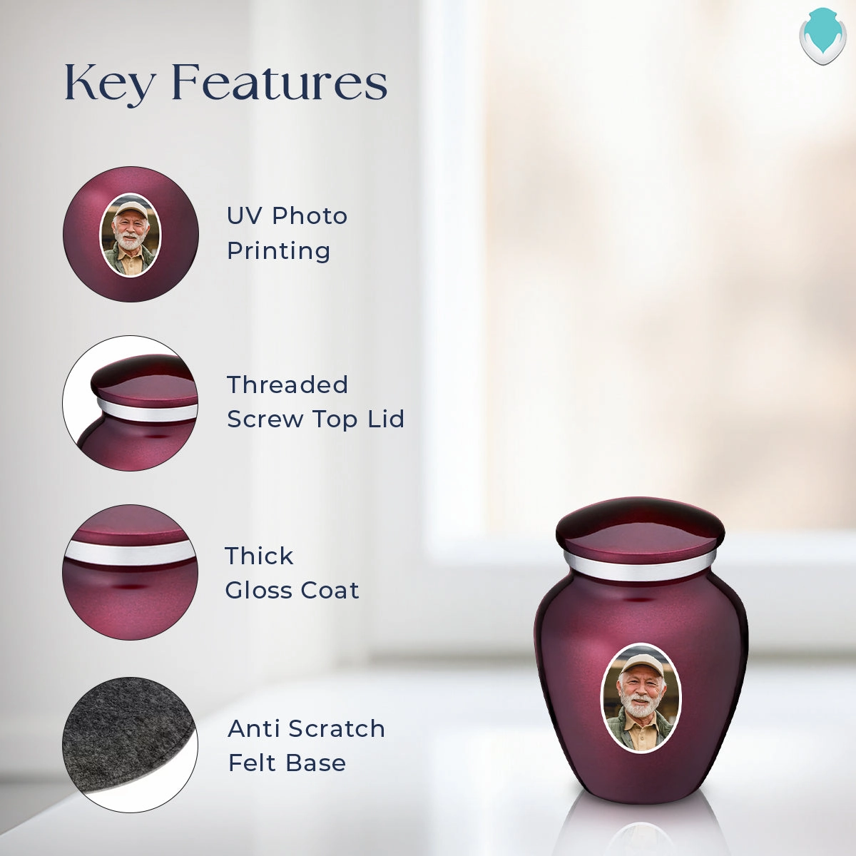 Keepsake Embrace Cherry Purple Portrait Cremation Urn
