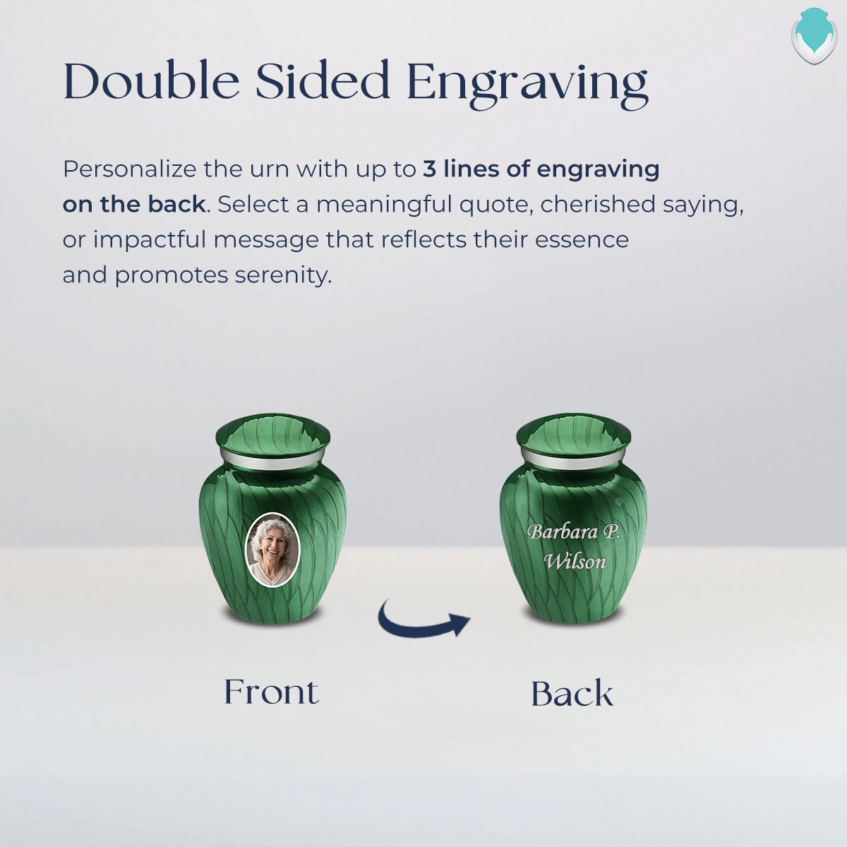 Keepsake Embrace Pearl Green Portrait Cremation Urn