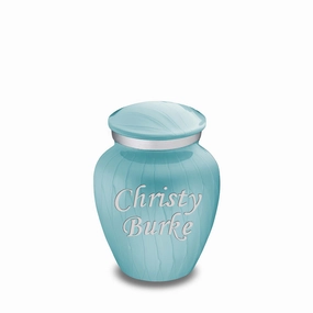 Keepsake Embrace Pearl Light Blue Custom Engraved Cremation Urn