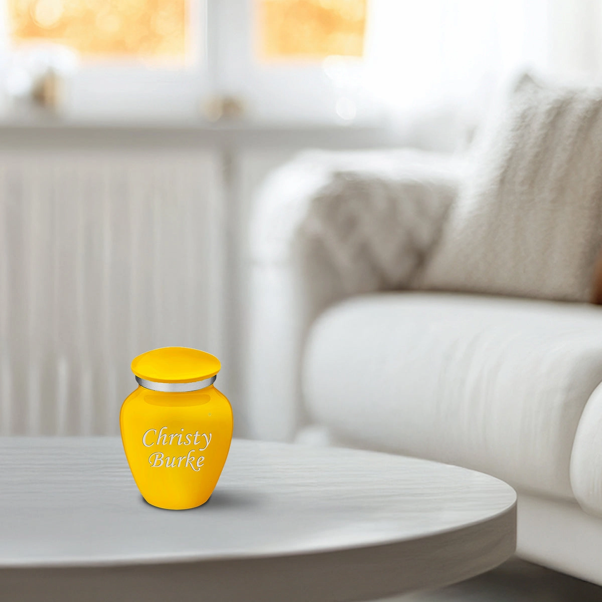 Keepsake Embrace Yellow Custom Engraved Cremation Urn