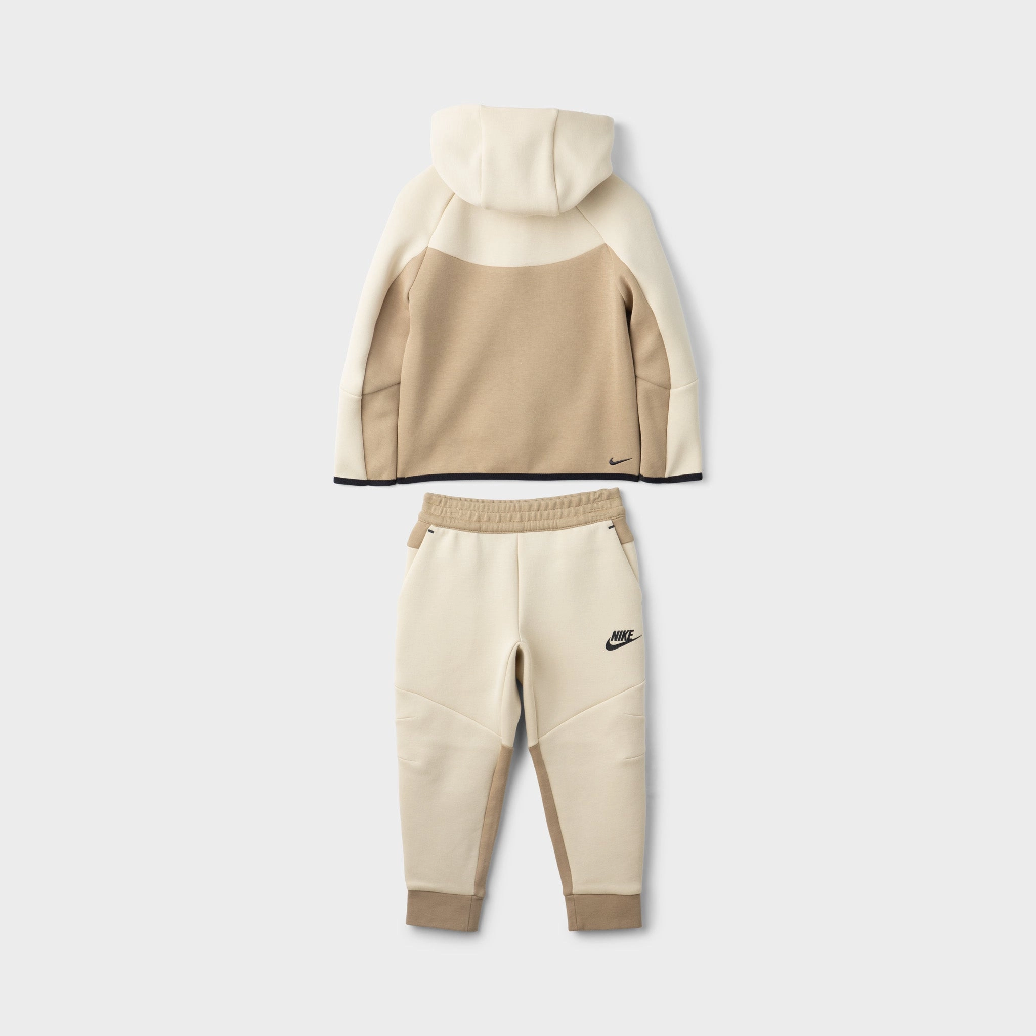 Nike Sportswear Children's Tech Fleece Full Zip Hoodie Set / Light Khaki