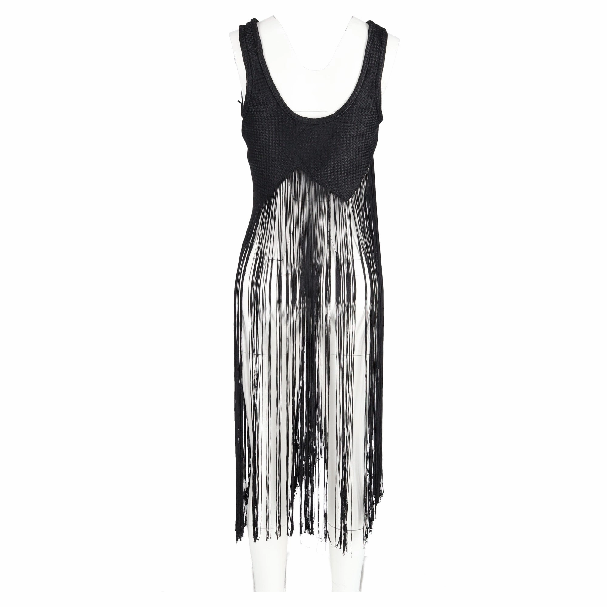 Proenza Schouler Fringed Basketweave Top in Black Canvas