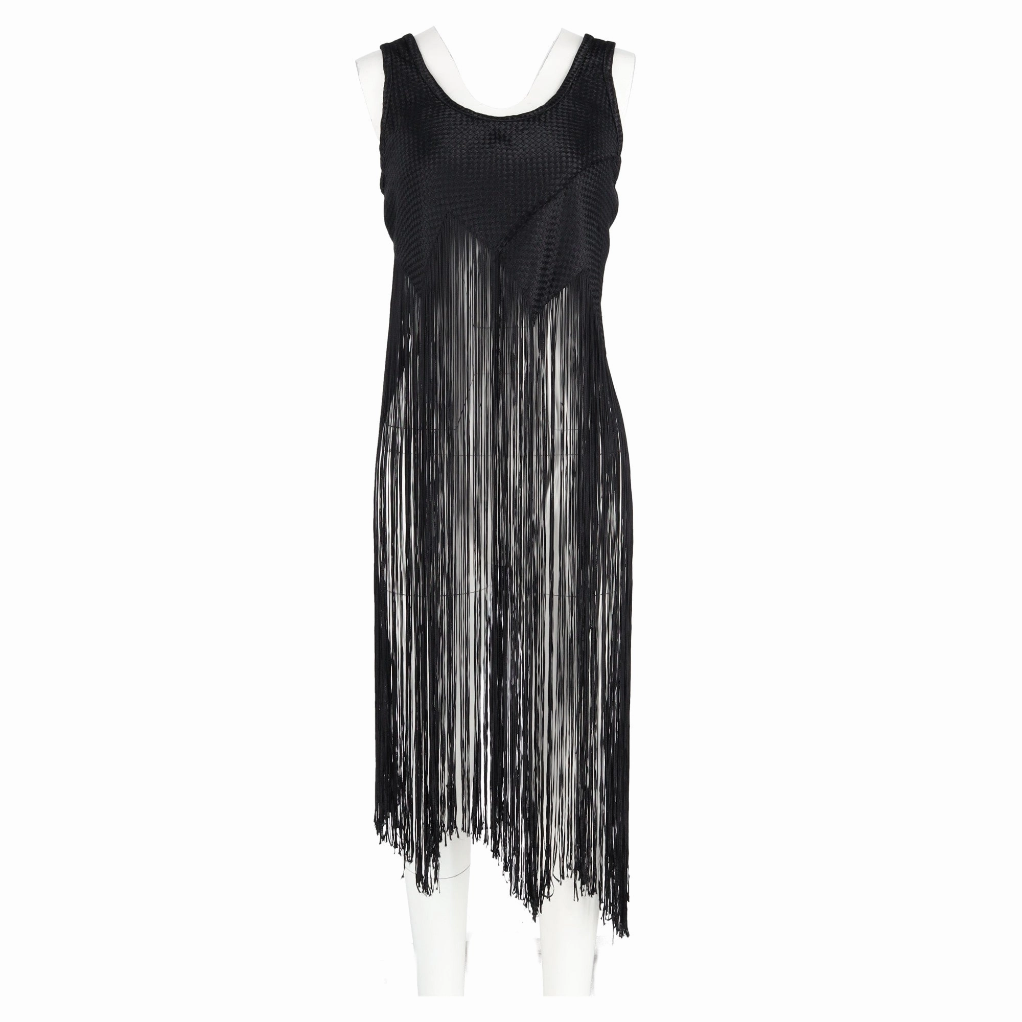 Proenza Schouler Fringed Basketweave Top in Black Canvas