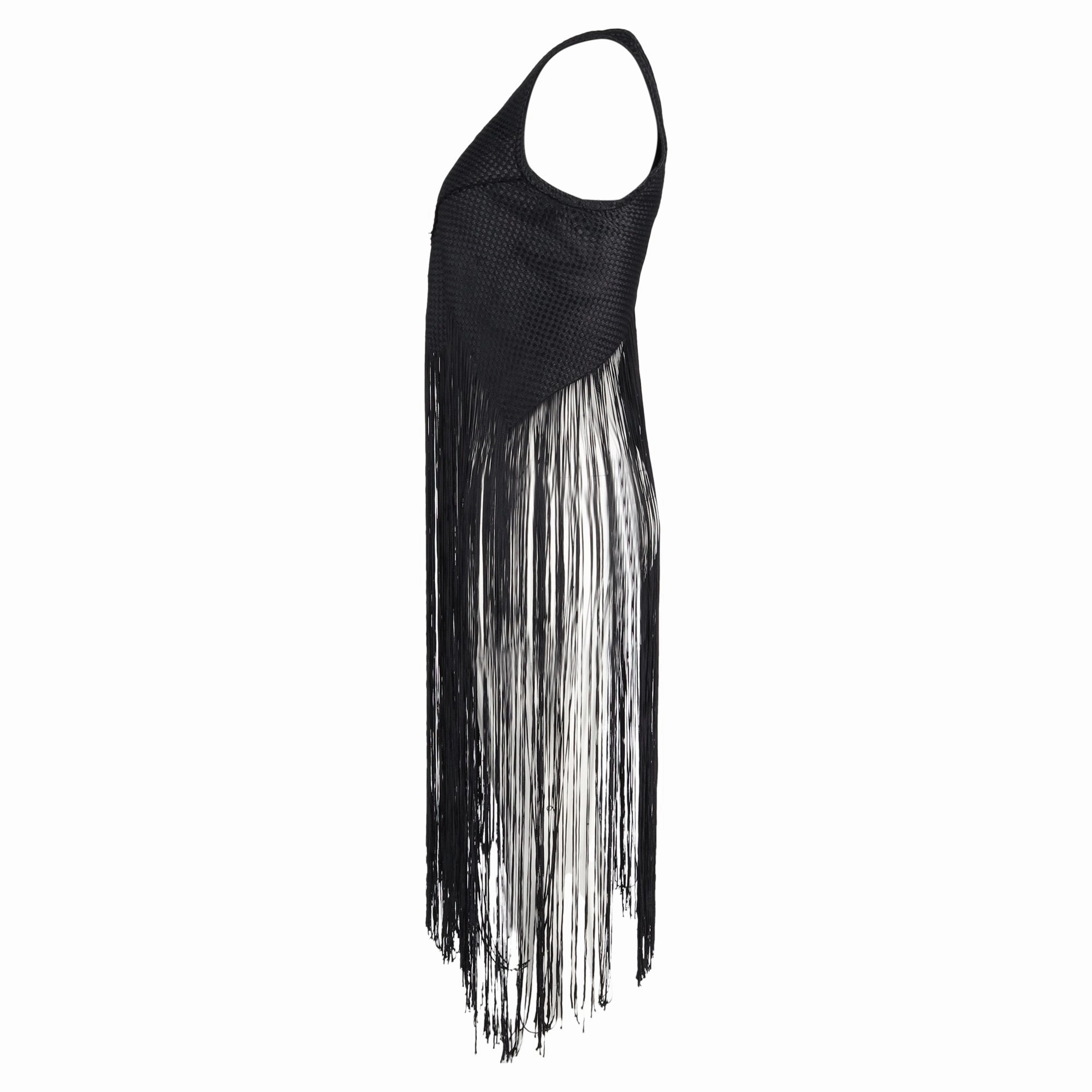 Proenza Schouler Fringed Basketweave Top in Black Canvas