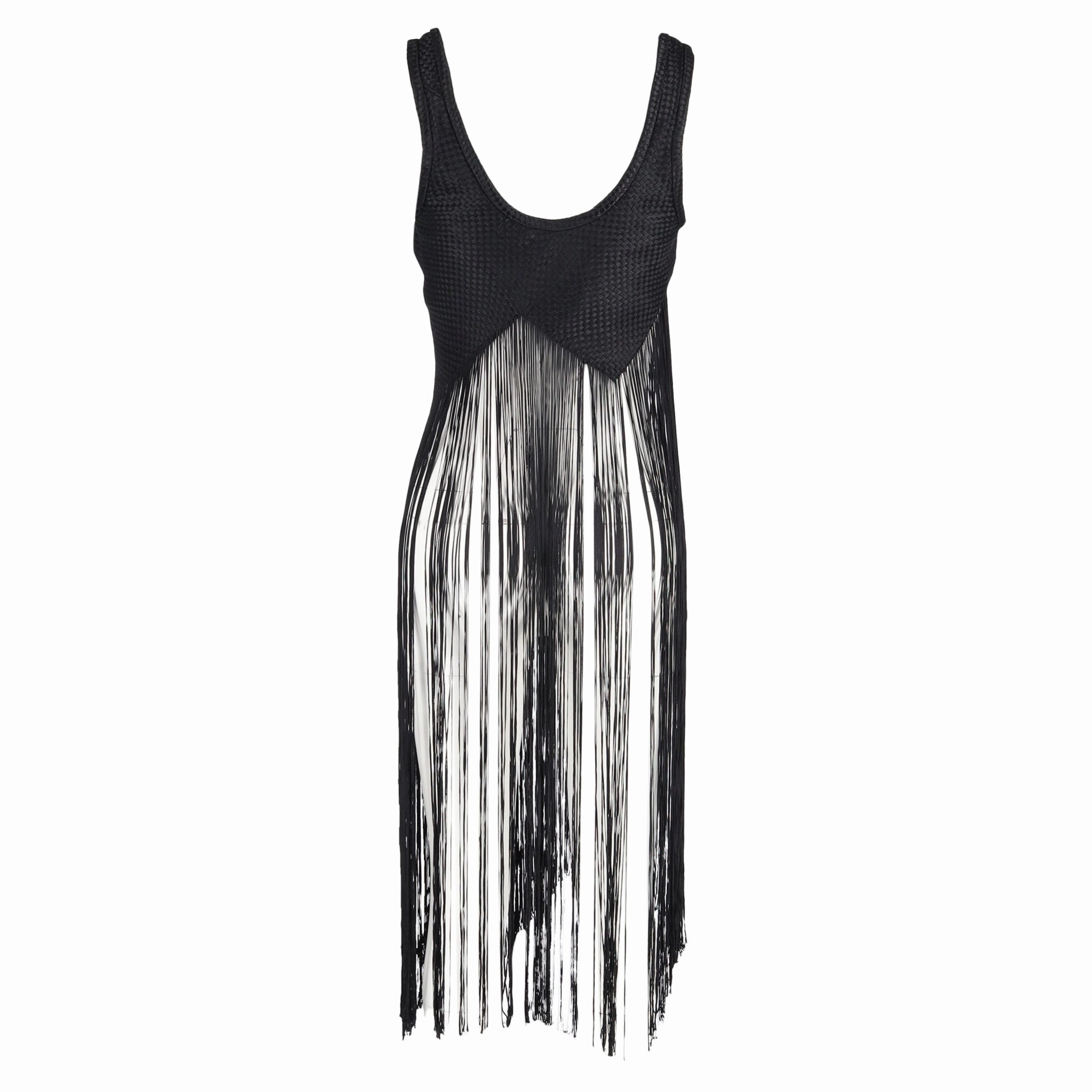 Proenza Schouler Fringed Basketweave Top in Black Canvas