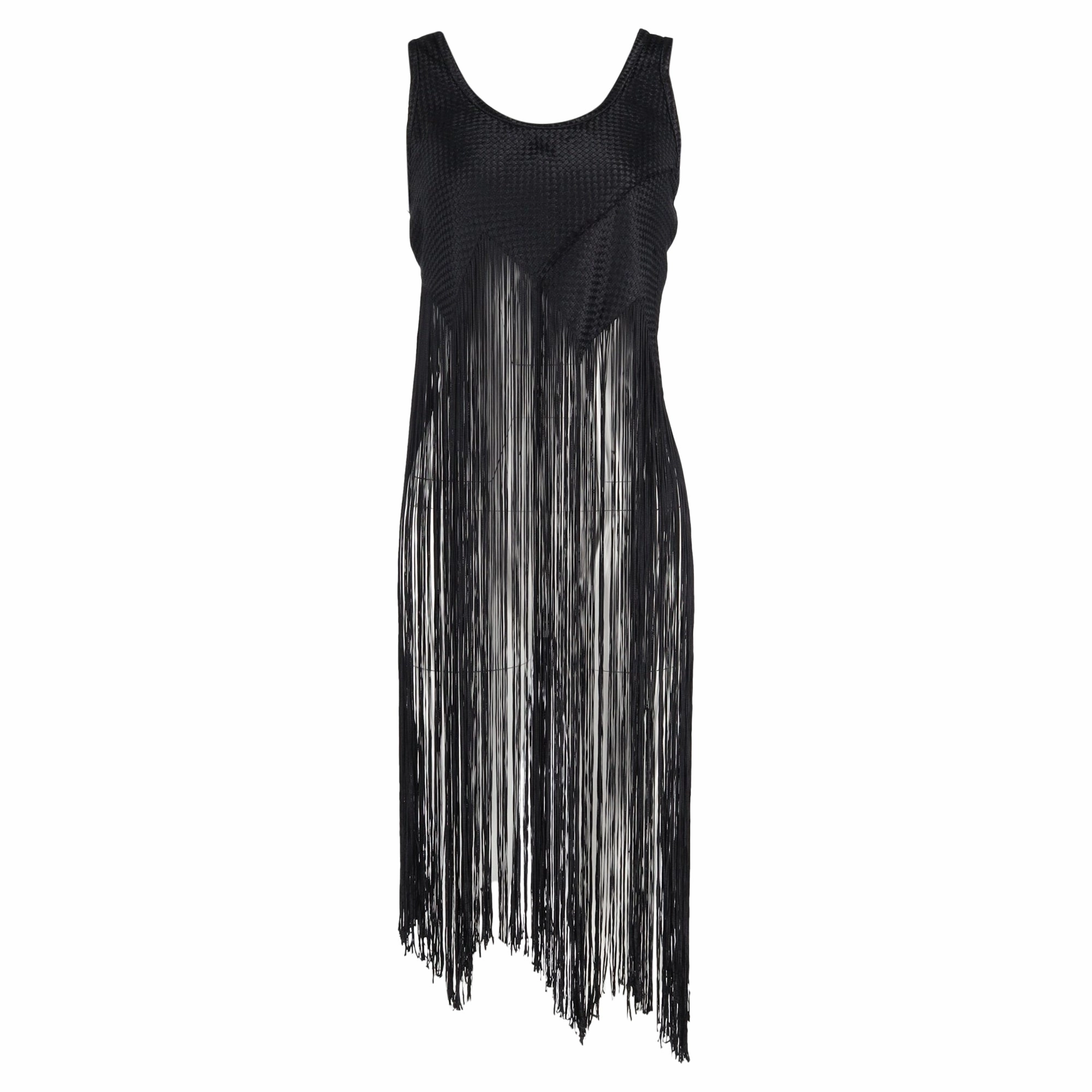 Proenza Schouler Fringed Basketweave Top in Black Canvas