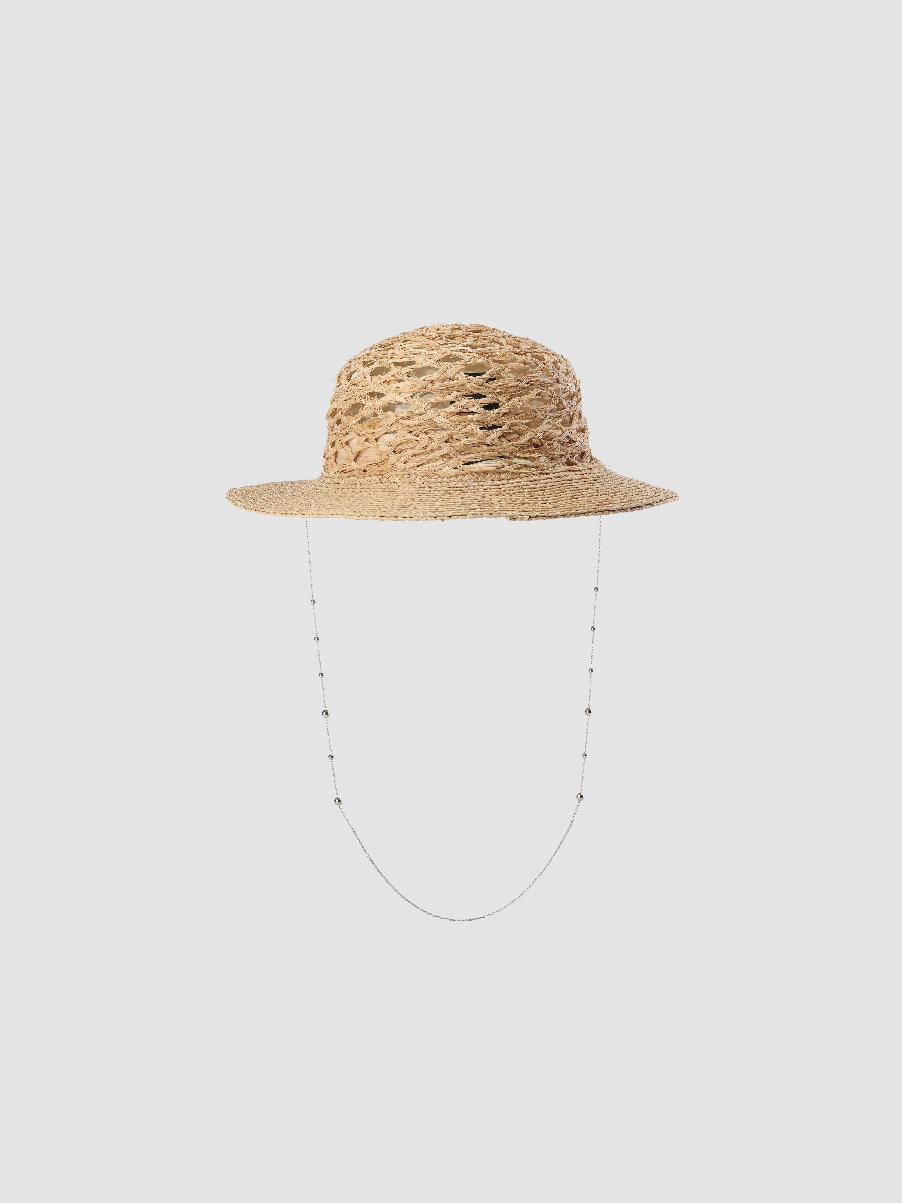 Raffia Straw Hat With Hat Chain