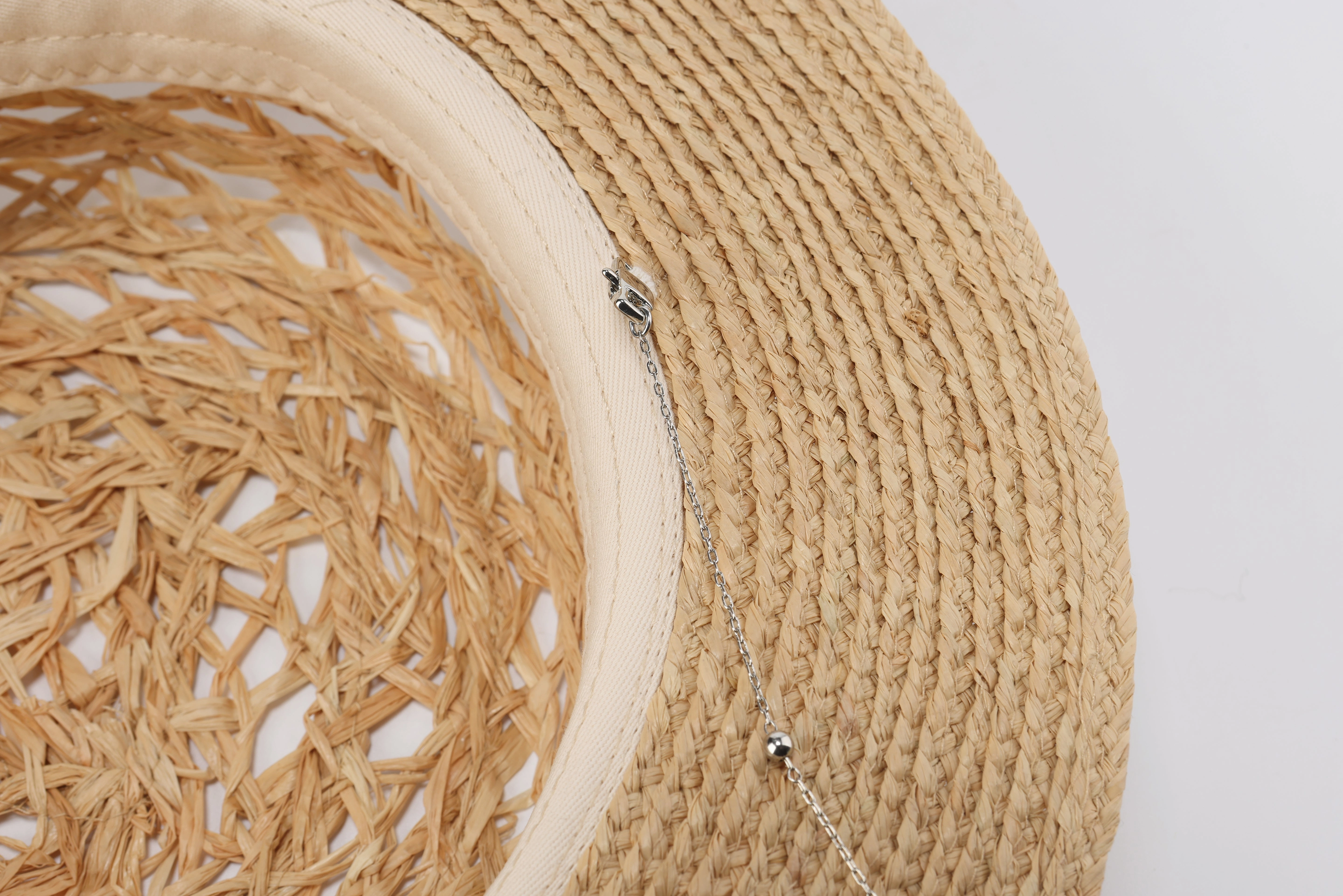 Raffia Straw Hat With Hat Chain